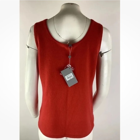 NWT Neiman Marcus Sz 1X 100% Cashmere Knit Tank Top Red Pullover Style - Picture 4 of 7